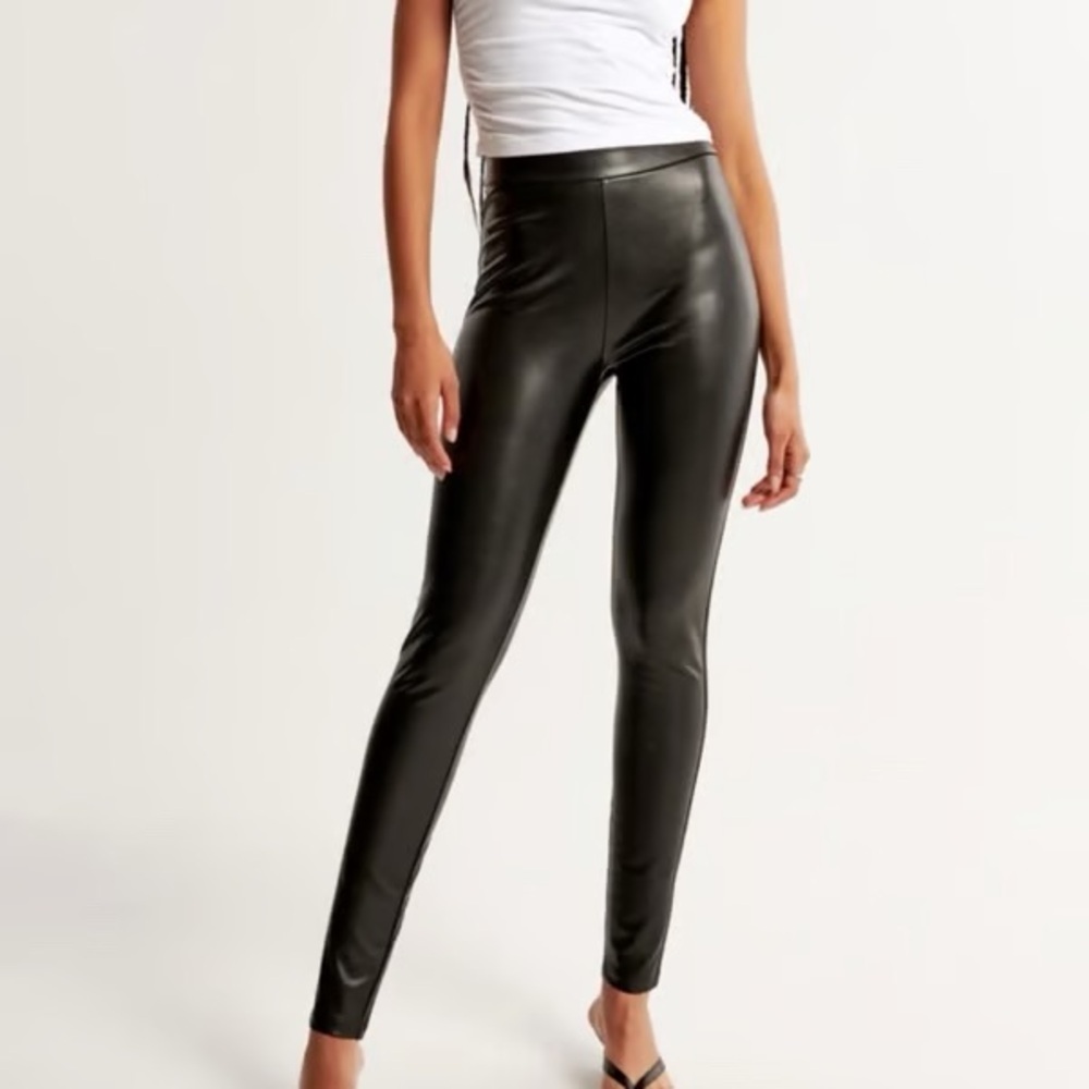 Abercrombie & Fitch Black Faux Leather Leggings Small